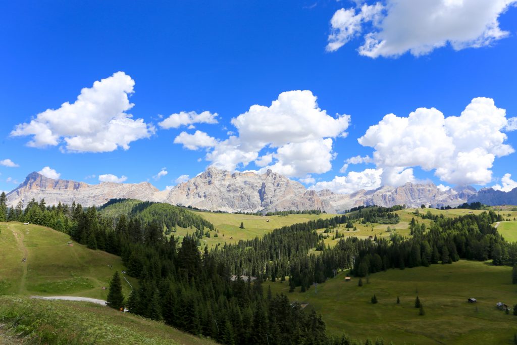 Ariel view of the Italian Dolomites mountains