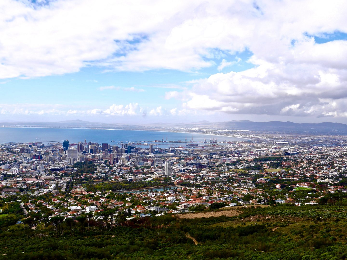 looking down over Cape Town city