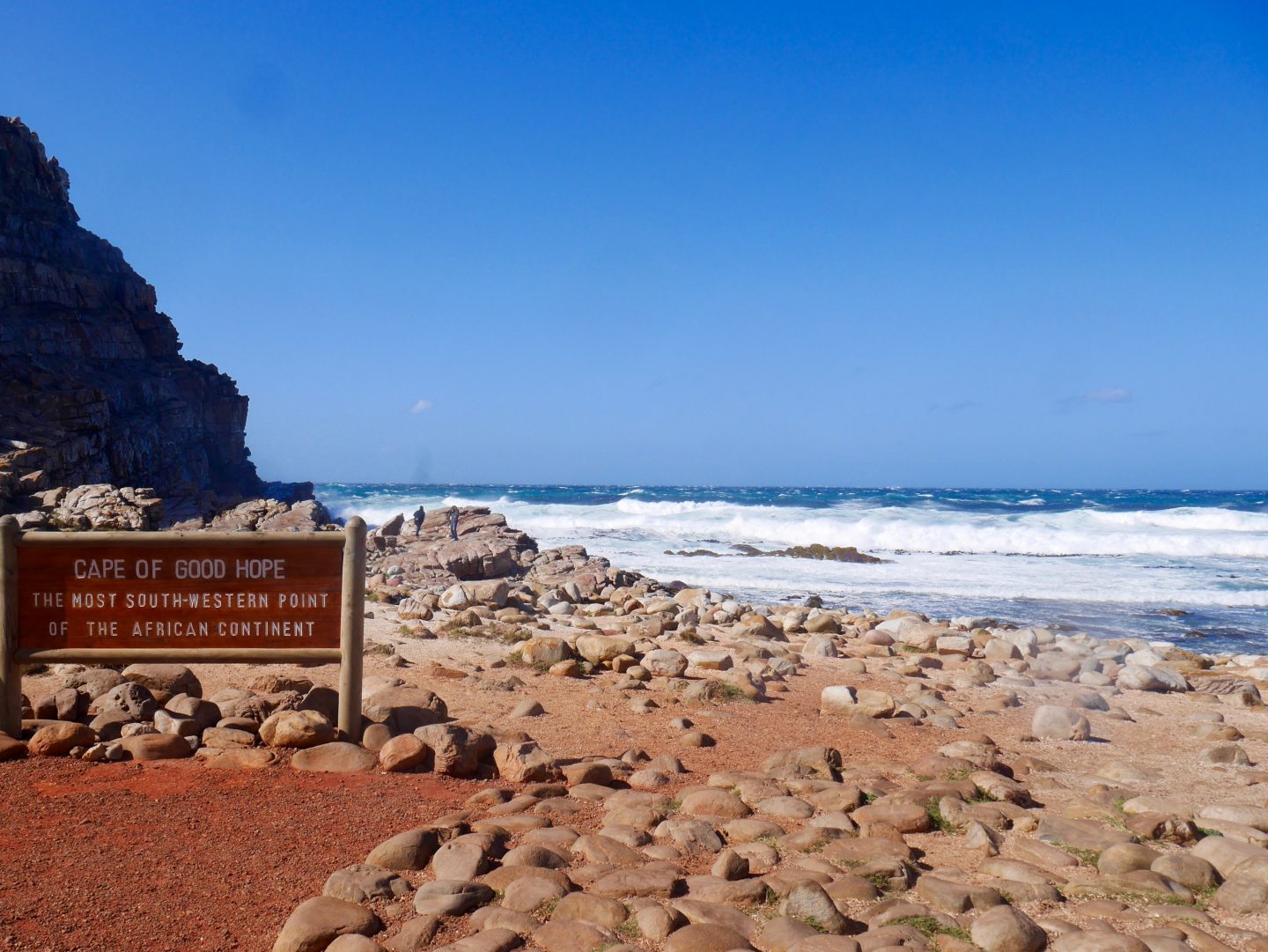 the sign of the most south-western point of Africa in Cape Town