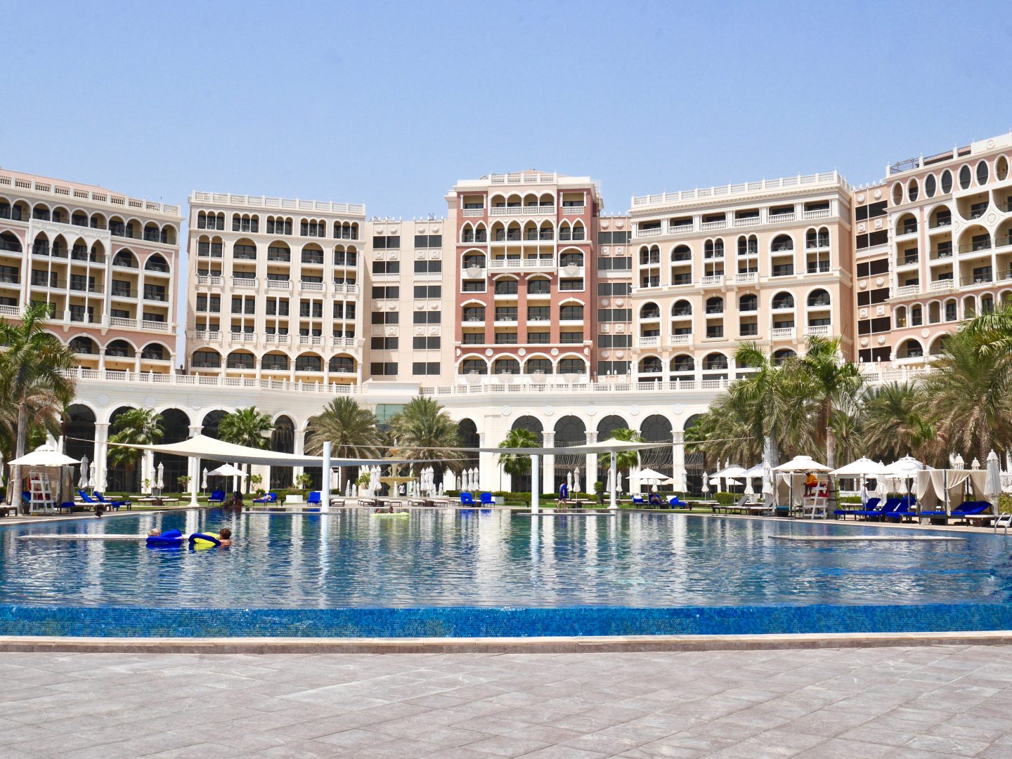 View of the pool and outside of Ritz-Carlton Abu Dhabi Grand Canal