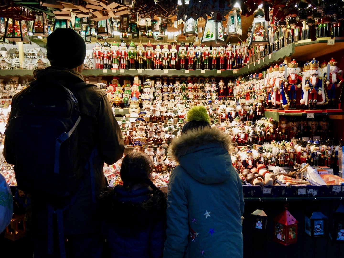 view of family looking at the stall in Salzburg Christmas Markets
