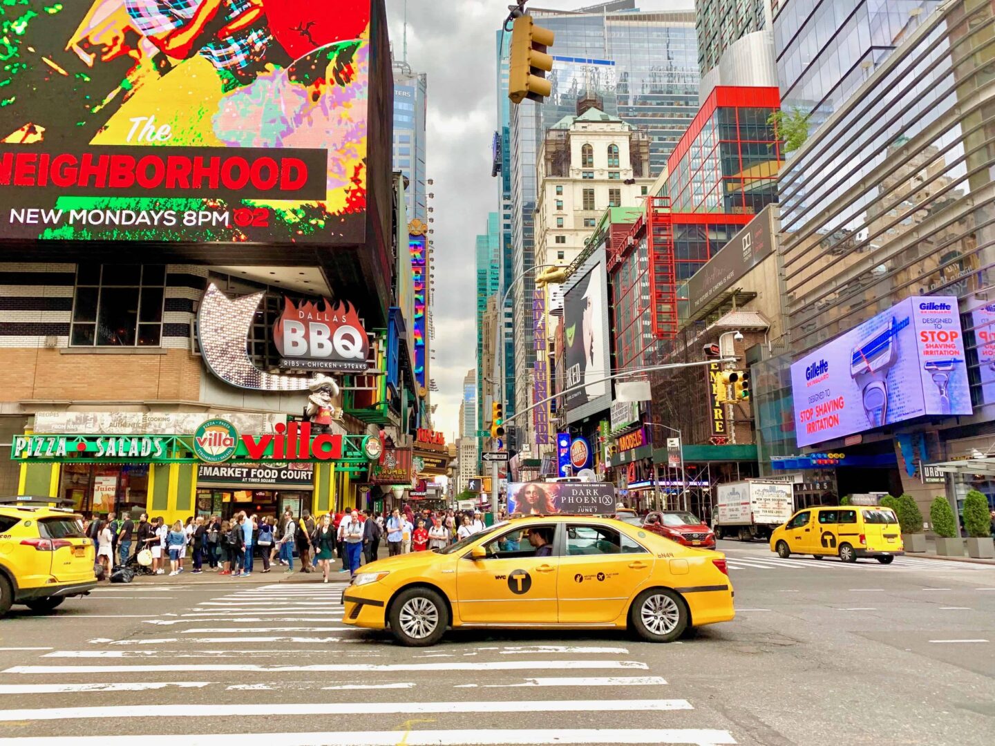 NYC Yellow taxi on crossing in a NYC street