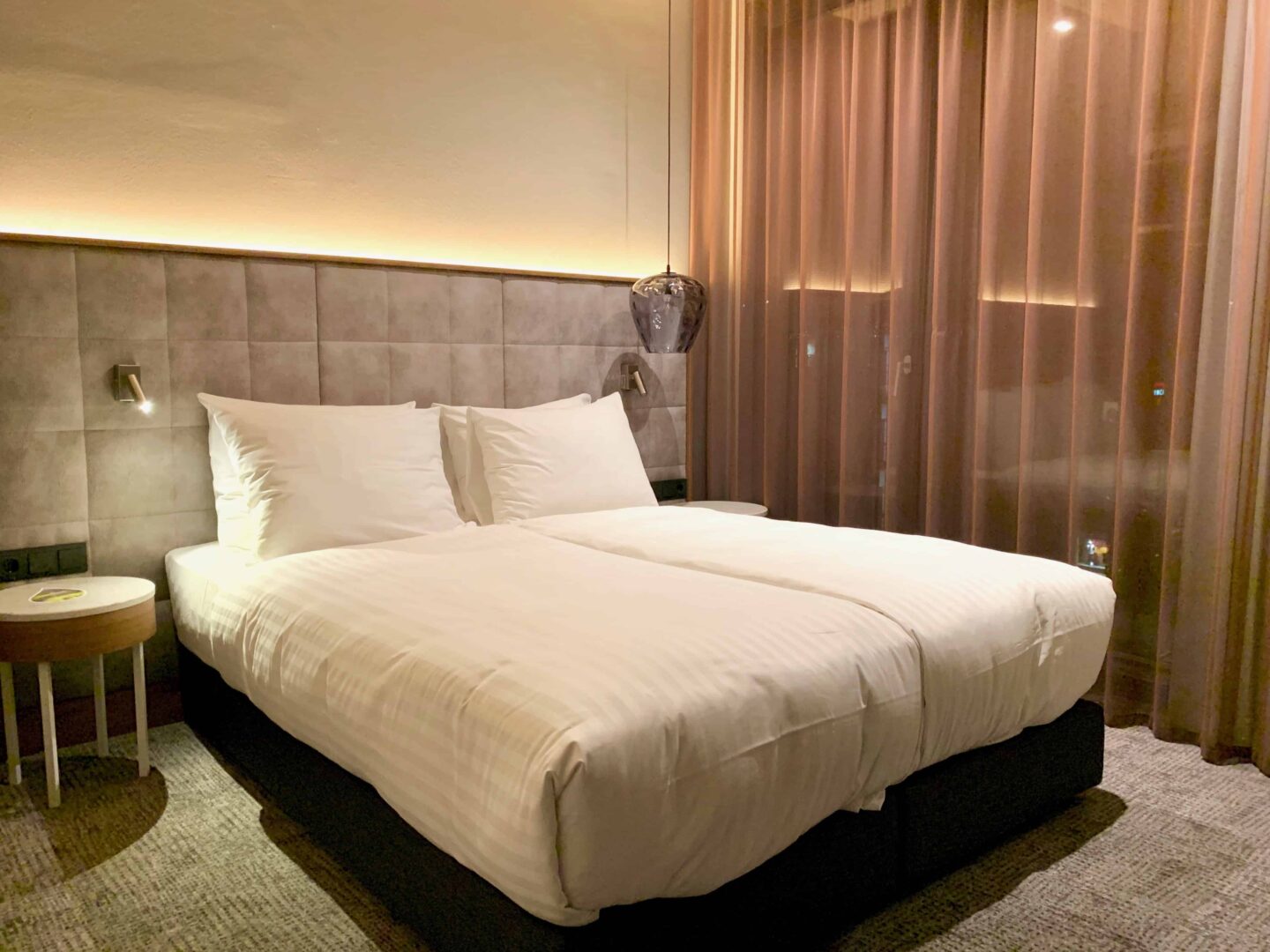 Double bed at Adina Apartment Hotel Nuremberg | family friendly hotel when travelling to Germany with kids