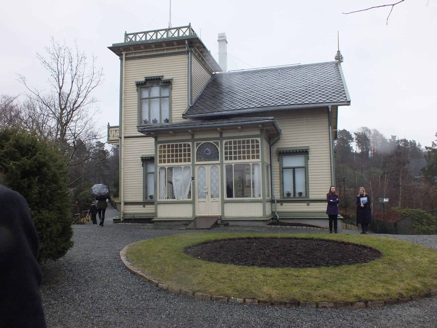 view of a small house within the grounds of Troldhaugen, where Edvard Grieg lived in Bergen