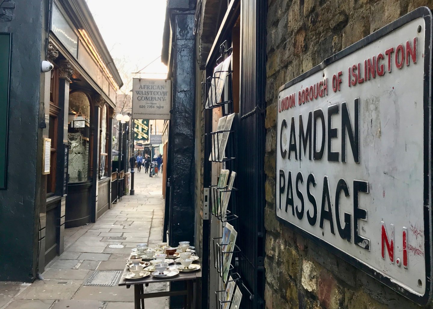 view down Camden passage in islington