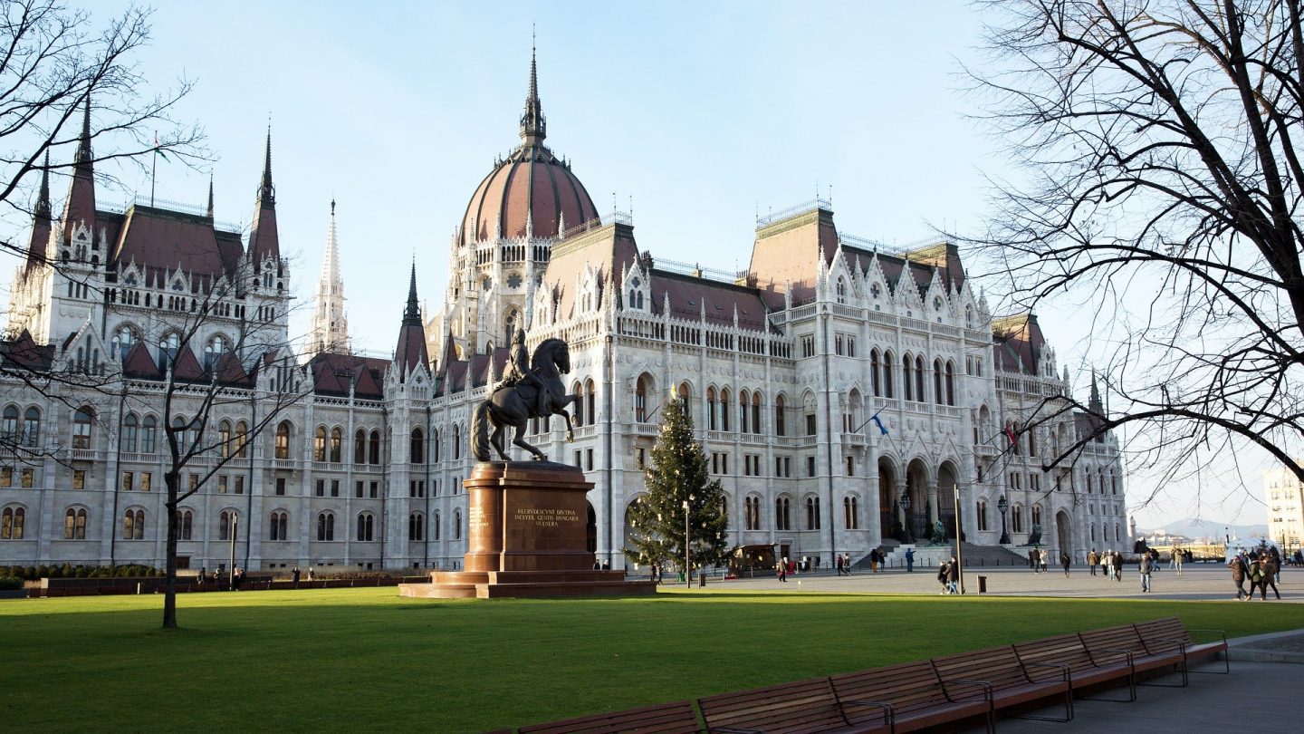 view of a White Castle like building in Budapest