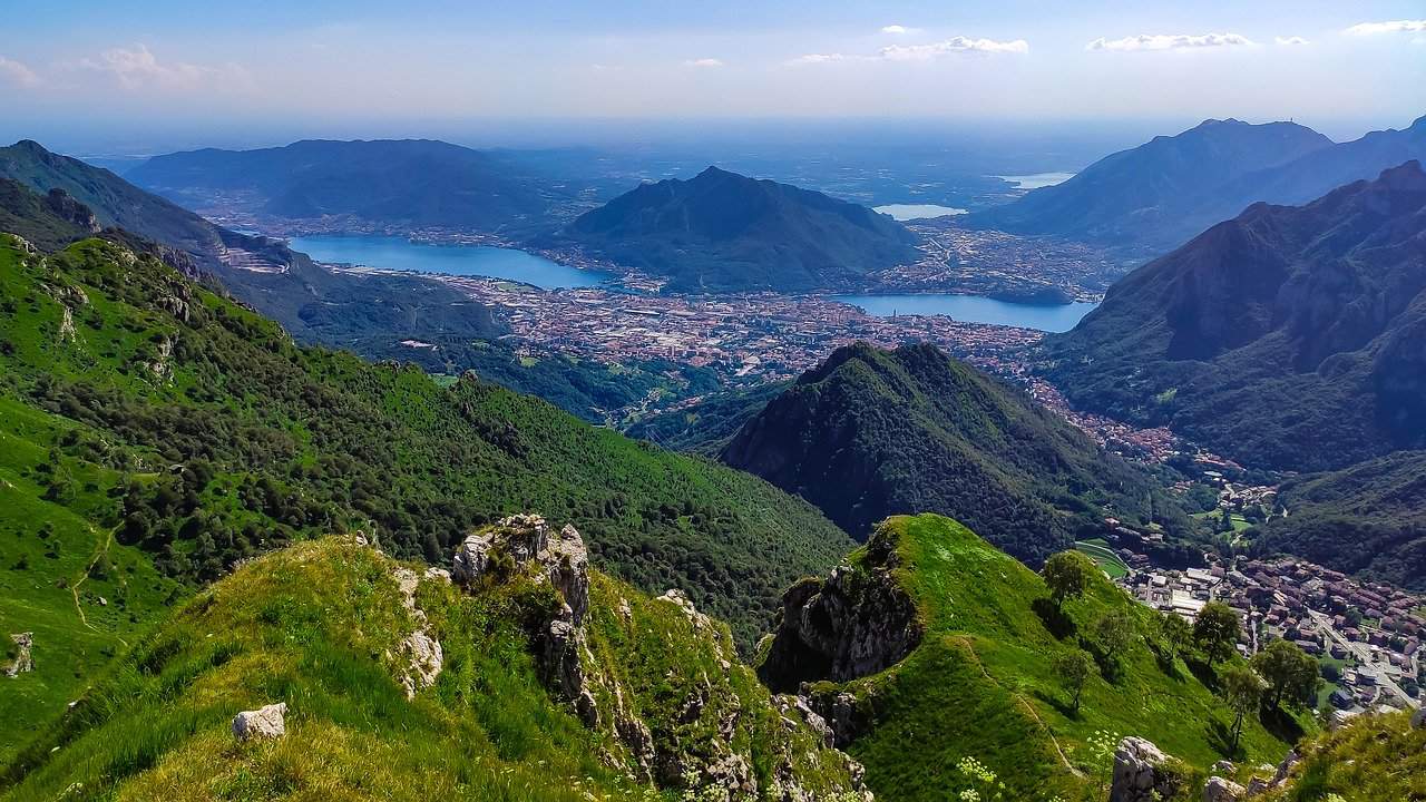 view of Lake Como mountains towards the city