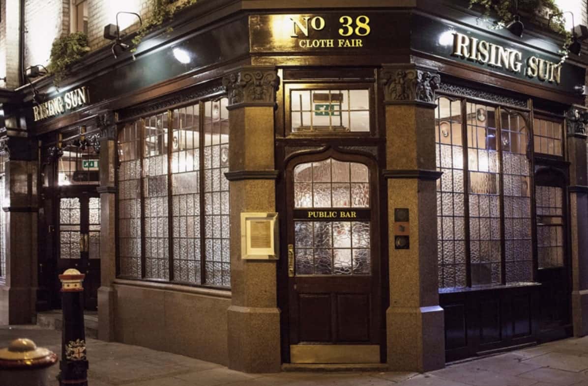 view of the corner pub rising pub with frosted glass