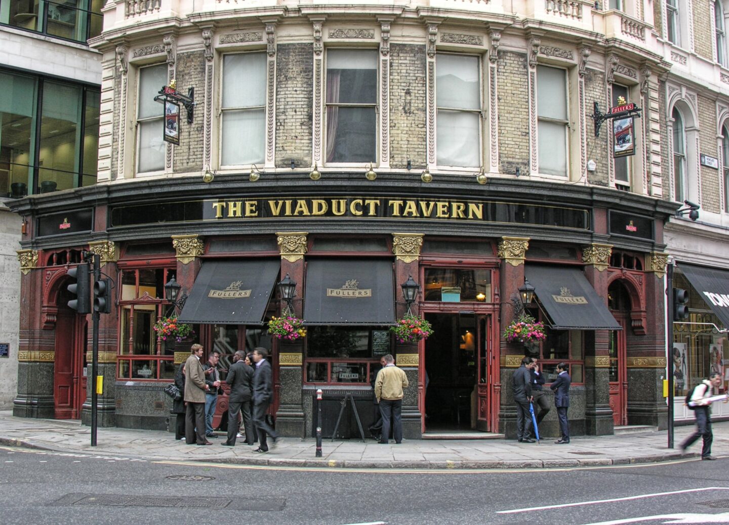 view from the road of the corner pub the viaduct tavern
