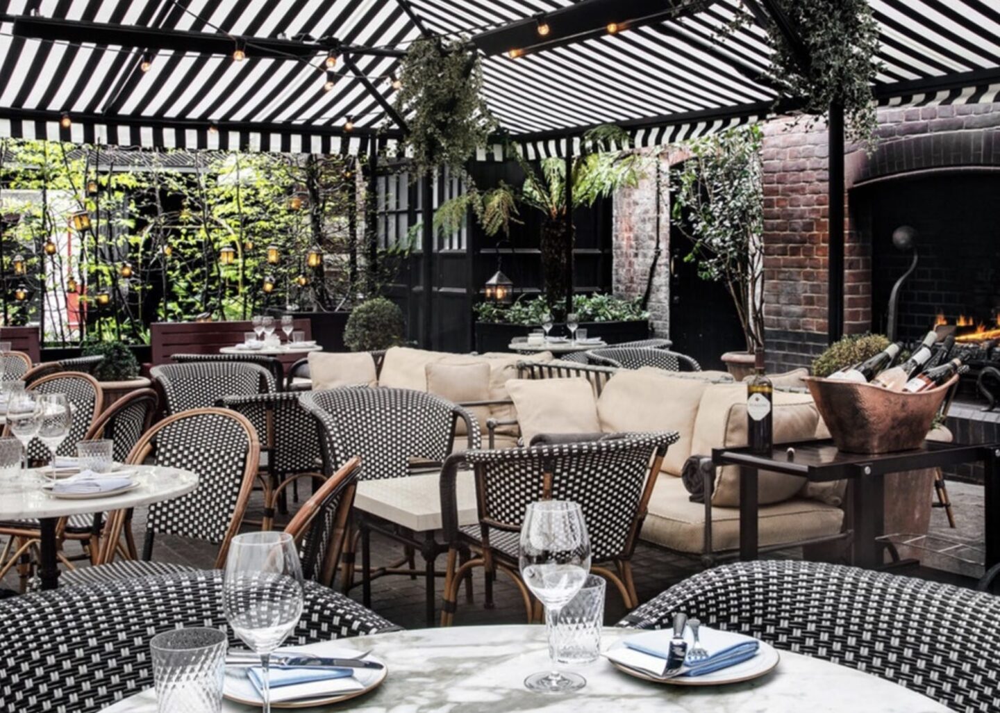 Chiltern Firehouse outdoor terrace in Marylebone