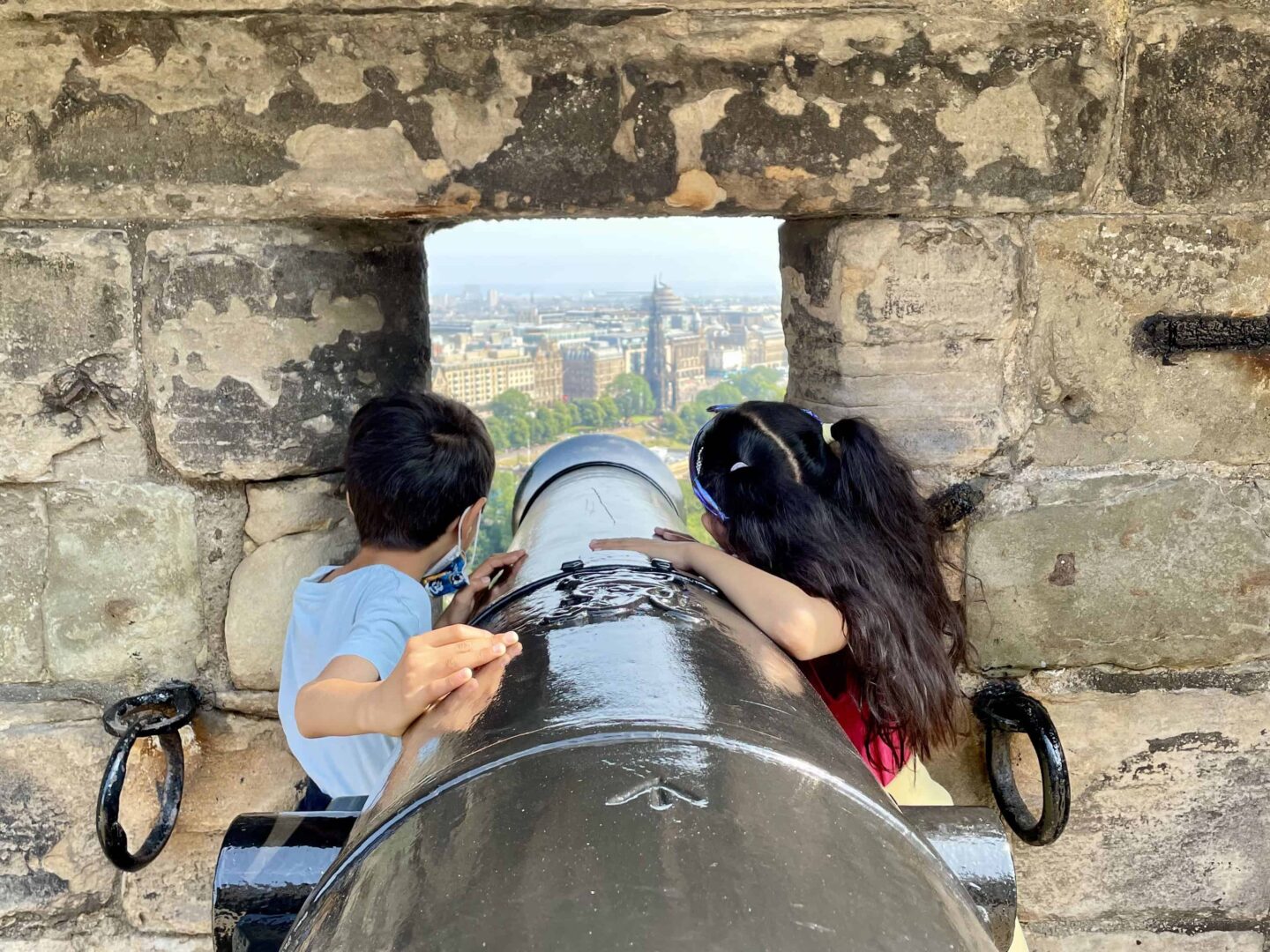 View of Edinburgh from the gun holes in Edinburgh Castle - Things to do in Edinburgh for Families