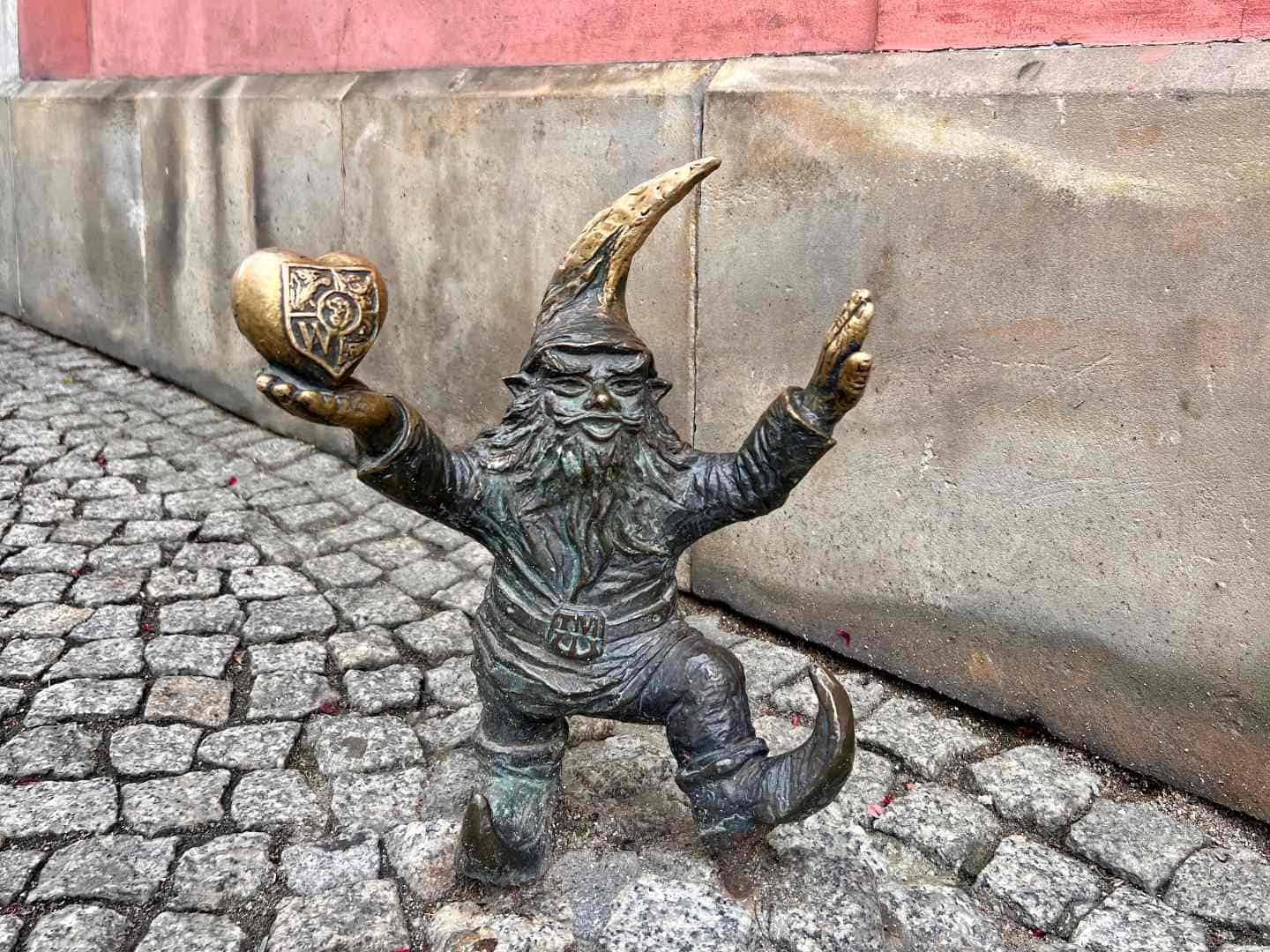 Bronze dwarf statue in Wroclaw