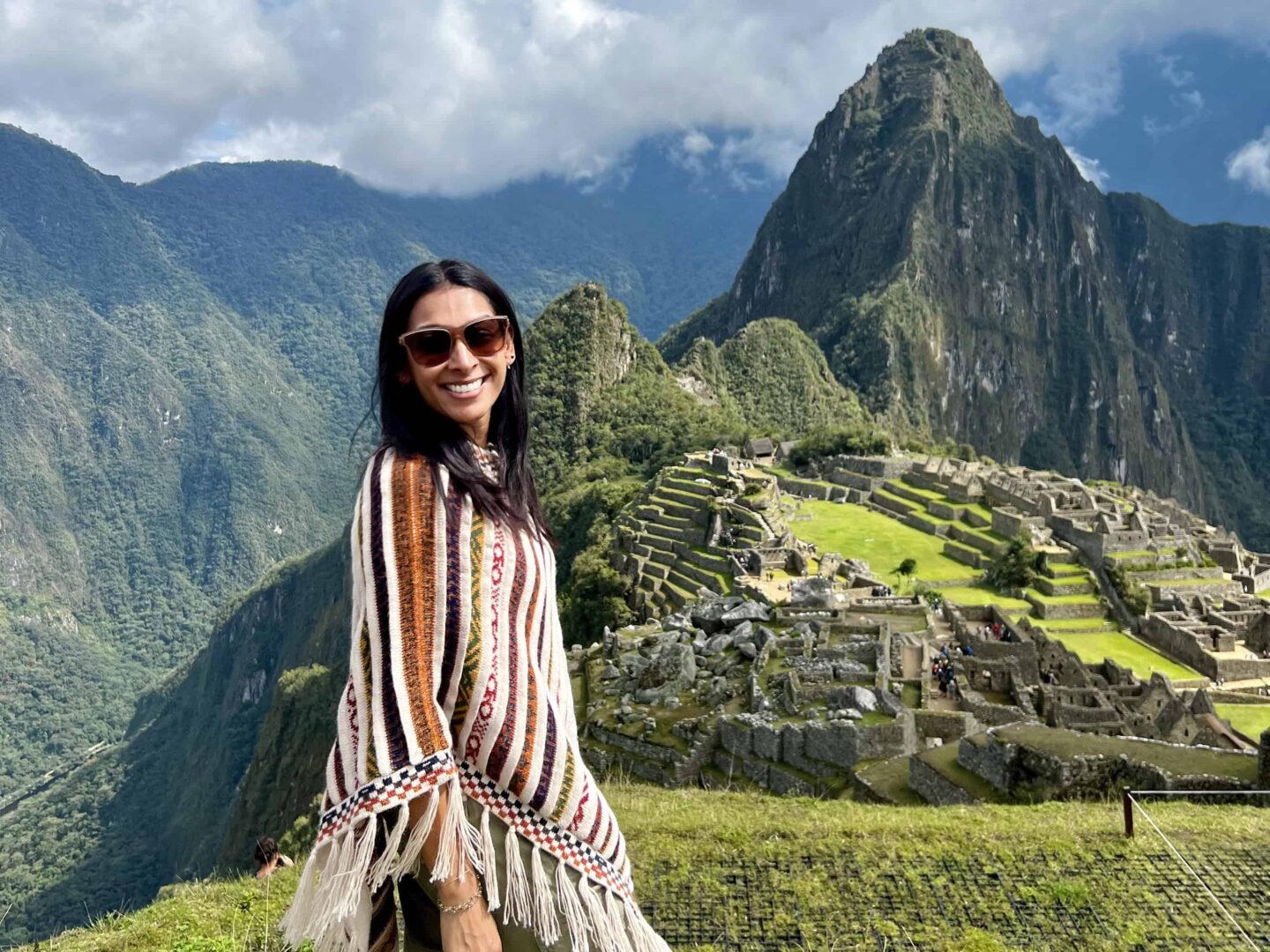 Posing in front of Machu Picchu